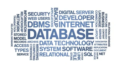Database animated word cloud,animation tag kinetic typography seamless loop. Stock Footage 276086824