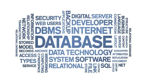 Database animated word cloud,animation tag kinetic typography seamless loop. Stock Footage 276087017