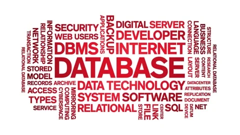Database animated word cloud,animation tag kinetic typography seamless loop. Stock Footage 276087078