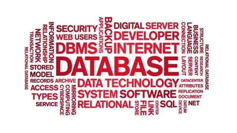 Database animated word cloud,animation tag kinetic typography seamless loop. Stock Footage 276087084
