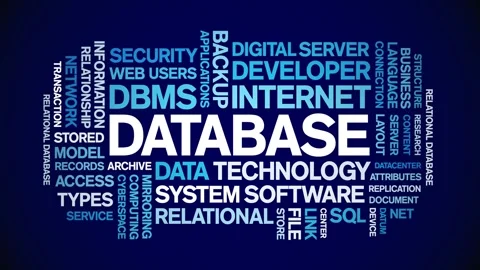 Database animated word cloud,animation tag kinetic typography seamless loop. Stock Footage 276087241