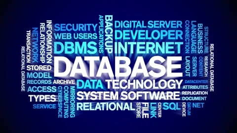 Database animated word cloud,animation tag kinetic typography seamless loop. Stock Footage 276087590