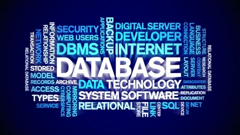 Database animated word cloud,animation tag kinetic typography seamless loop. Stock Footage 276087632