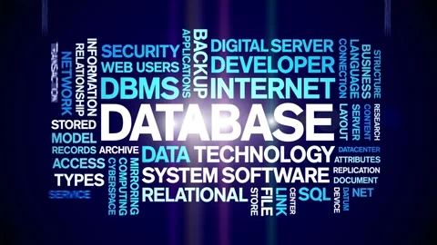 Database animated word cloud,animation tag kinetic typography seamless loop. Stock Footage 276087712