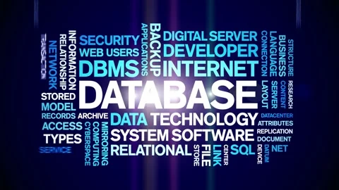 Database animated word cloud,animation tag kinetic typography seamless loop. Stock Footage 276087792