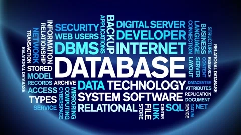Database animated word cloud,animation tag kinetic typography seamless loop. Stock Footage 276087844
