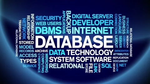 Database animated word cloud,animation tag kinetic typography seamless loop. Stock Footage 276087932