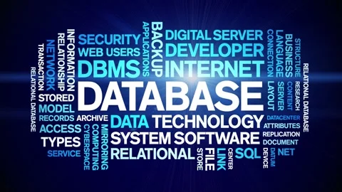 Database animated word cloud,animation tag kinetic typography seamless loop. Stock Footage 276088002