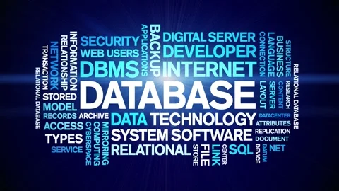 Database animated word cloud,animation tag kinetic typography seamless loop. Stock Footage 276088048