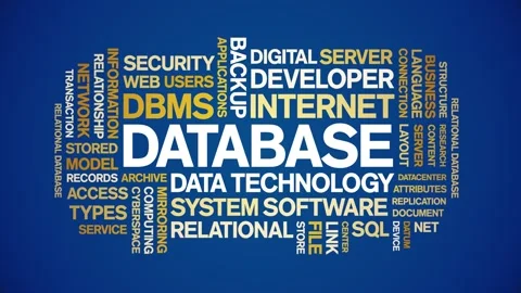 Database animated word cloud,animation tag kinetic typography seamless loop. Stock Footage 276088487