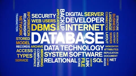 Database animated word cloud,animation tag kinetic typography seamless loop. Stock Footage 276088665