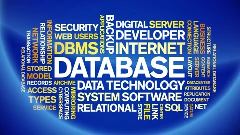 Database animated word cloud,animation tag kinetic typography seamless loop. Stock Footage 276089033