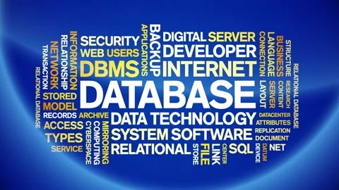 Database animated word cloud,animation tag kinetic typography seamless loop. Stock Footage 276089315