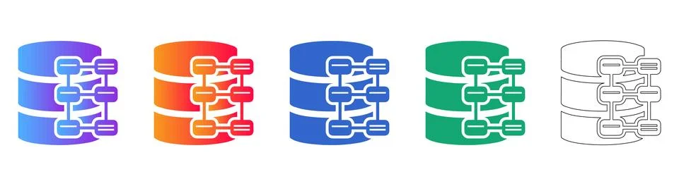 Database Architecture and Network Icons Stock Illustration