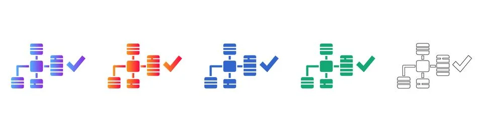 Database Architecture Icon Set Stock Illustration