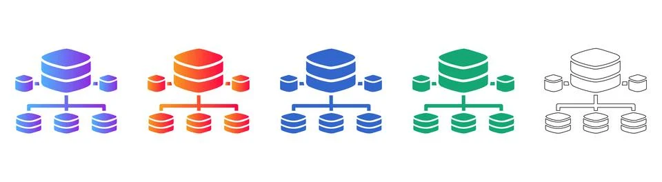 Database Architecture Network Icons Иллюстрация