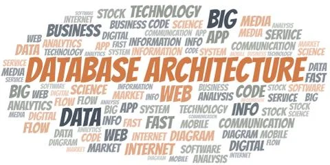 Database Architecture vector word cloud, made with text only. Stock Illustration