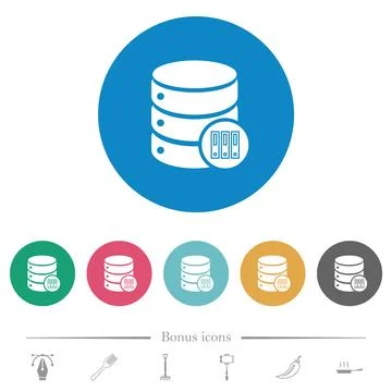 Database archive flat round icons Stock Illustration