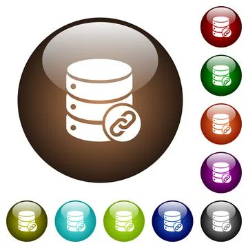 Database attachment color glass buttons Stock Illustration