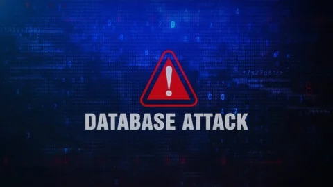 Database Attack Alert Warning Error Message Blinking on Screen . Stock Footage 98443426