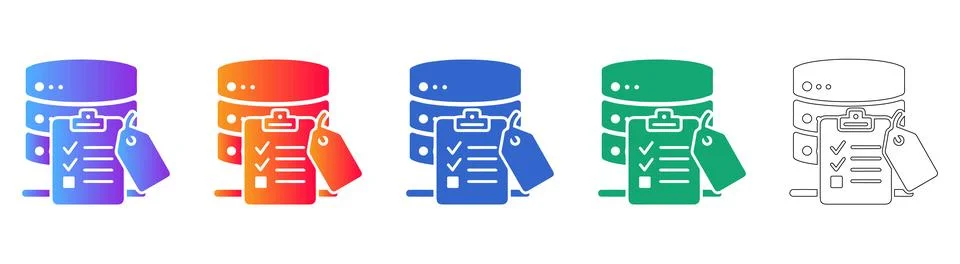 Database Audit and Checklist Icons Stock Illustration