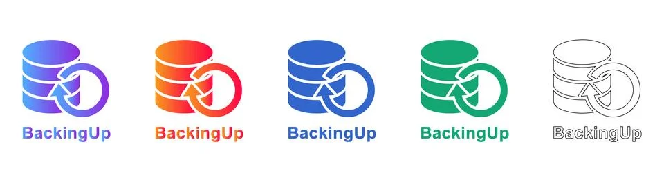 Database Backup and Data Recovery Icons Stock Illustration