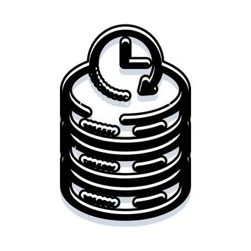 Database backup and restore concept with clock icon Illustrazione stock