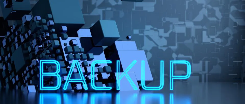 Database backup. The concept of saving data. 3d render. Illustrazione stock