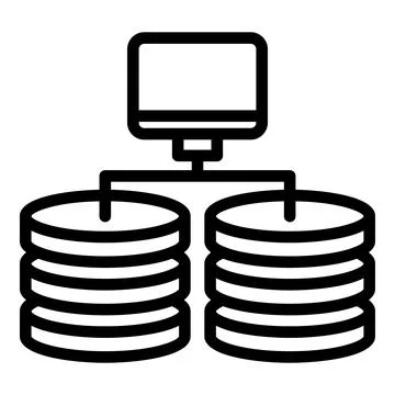 Database backup icon, outline style Stock Illustration