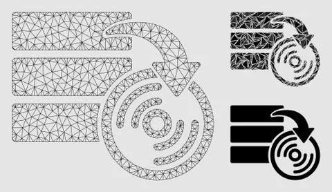 Database Backup Vector Mesh 2D Model and Triangle Mosaic Icon 스톡 일러스트