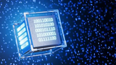 Database. Big data. Binary code. Hacker attack. AI. Quantum computer. Computer Stock Footage 304338295