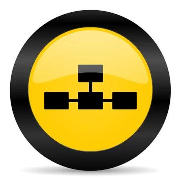 Database black yellow web icon Illustrazione stock