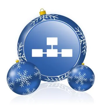 Database blue christmas balls icon Stock Illustration
