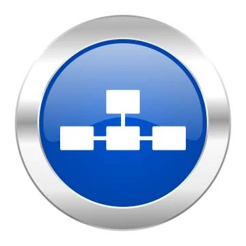 Database blue circle chrome web icon isolated. Stock Illustration
