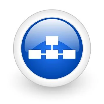 Database blue glossy icon on white background. Illustrazione stock