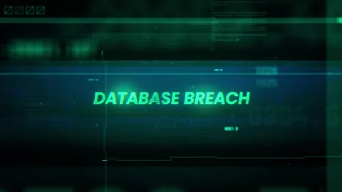 Database Breach Word on Noise Glitch Error technology futuristic data backgr Stock-Footage 343460947