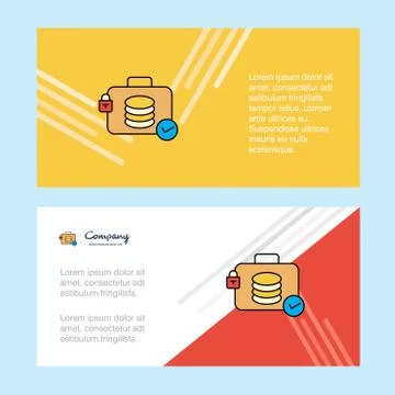 Database briefcase abstract corporate business banner template, horizontal ad Illustrazione stock