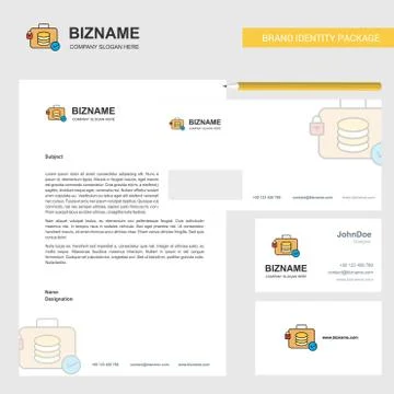 Database briefcase Business Letterhead, Envelope and visiting Card Design vec Stock Illustration