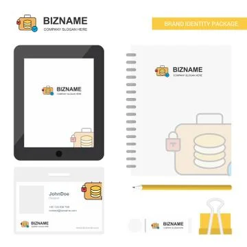 Database briefcase Business Logo, Tab App, Diary PVC Employee Card and USB Br Stock Illustration
