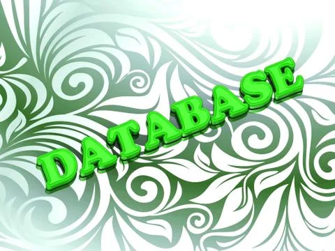 DATABASE- bright color letters on nice green ornament background Stock Illustration
