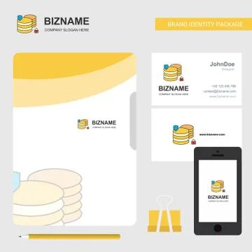 Database Business Logo, File Cover Visiting Card and Mobile App Design. Vecto 스톡 일러스트