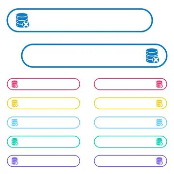Database cancel icons in rounded color menu buttons Illustrazione stock