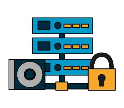 Database center commpact disk security Illustrazione stock