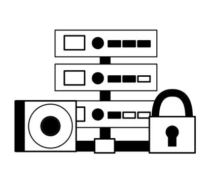 Database center commpact disk security Illustrazione stock