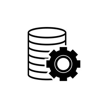 Database Center, Data Server Settings Flat Vector Icon Stock Illustration