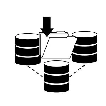 Database center download data file sharing Stock Illustration