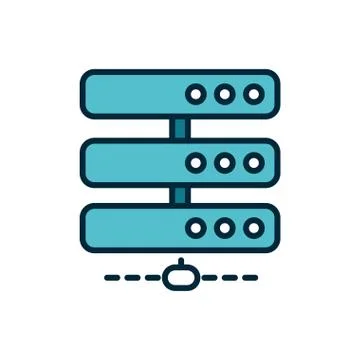 Database center server internet of things line and fill icon Stock Illustration