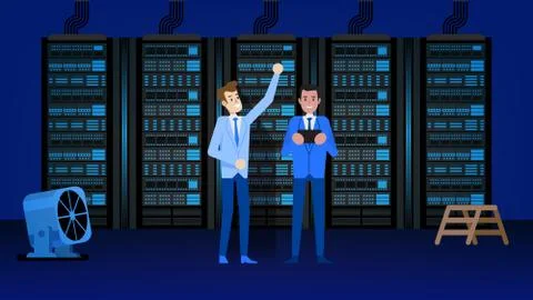 Database Center Server Room. Cloud Storage Access Stock Illustration