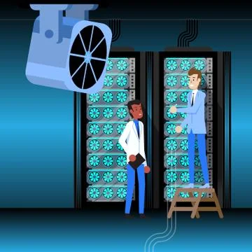 Database Center Server Room. Hardware Safe Support Stock Illustration