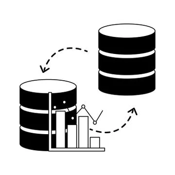 Database center statistics graph transfer data Illustrazione stock